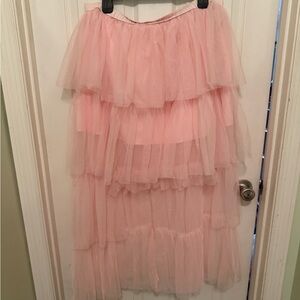 Chic Pink Layered Tulle Skirt